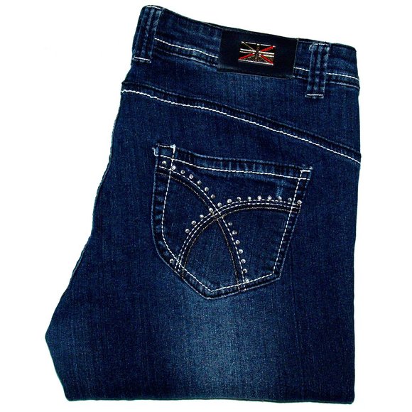 TRUE ROCK Mid-Rise Blue Jeans Size 17/18 Embellished Distressed Patched (34X30) - Picture 5 of 14